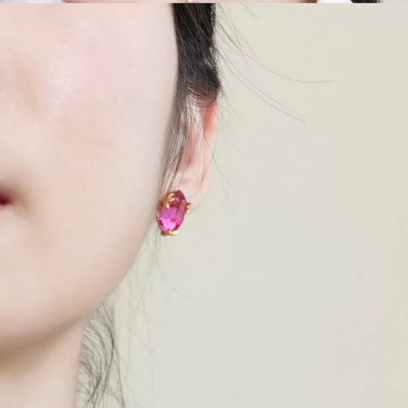 Pink Topaz Stud Earrings - Picture 4 of 7